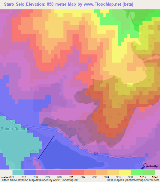 Staro Selo,Bulgaria Elevation Map