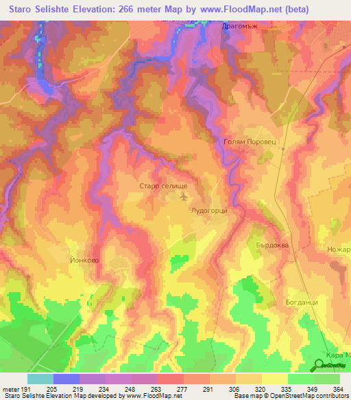Staro Selishte,Bulgaria Elevation Map