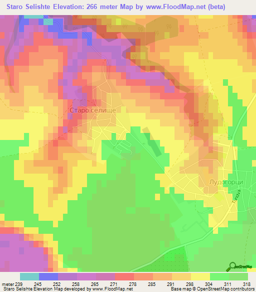 Staro Selishte,Bulgaria Elevation Map