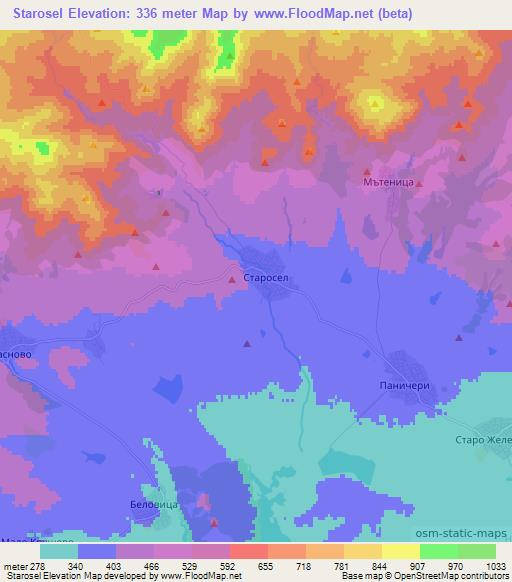 Starosel,Bulgaria Elevation Map