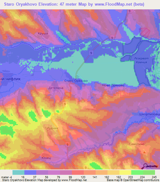 Staro Oryakhovo,Bulgaria Elevation Map