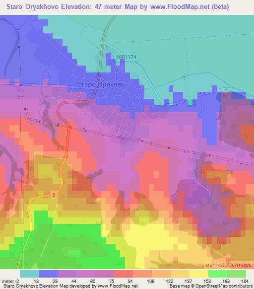Staro Oryakhovo,Bulgaria Elevation Map