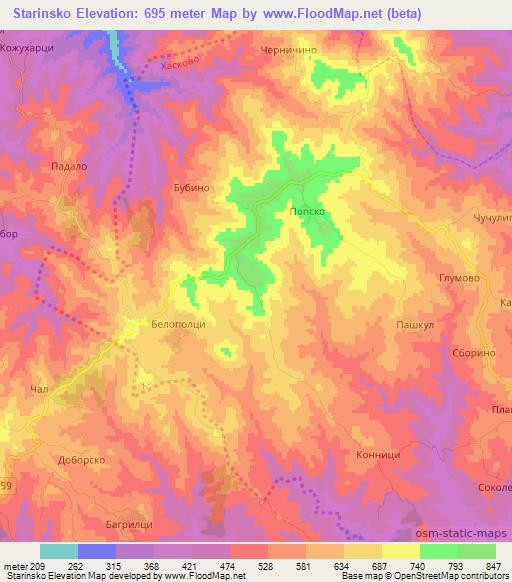 Starinsko,Bulgaria Elevation Map