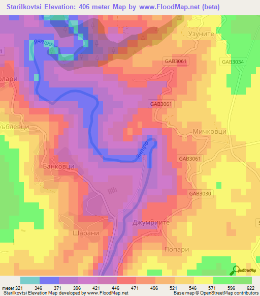 Starilkovtsi,Bulgaria Elevation Map