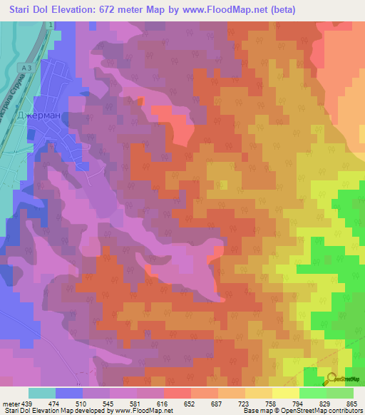 Stari Dol,Bulgaria Elevation Map