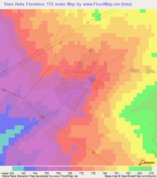 Stara Reka,Bulgaria Elevation Map