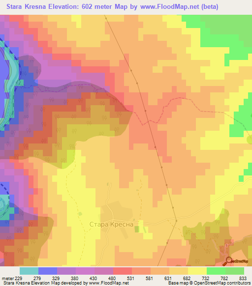 Stara Kresna,Bulgaria Elevation Map