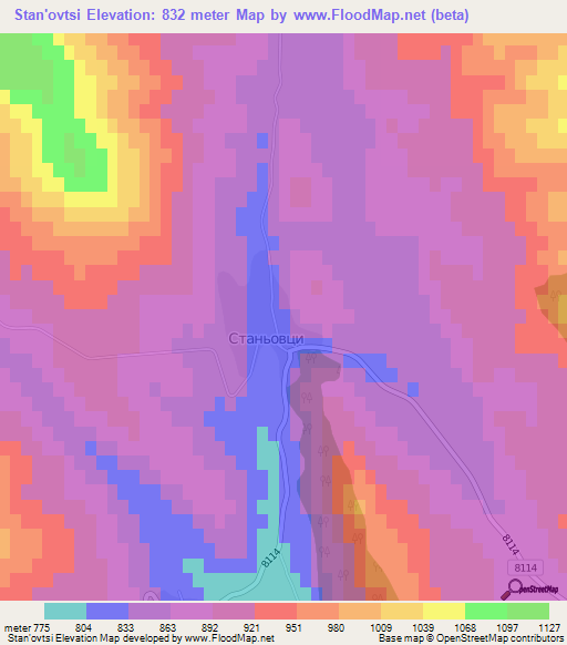 Stan'ovtsi,Bulgaria Elevation Map