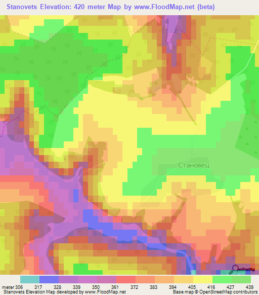 Stanovets,Bulgaria Elevation Map
