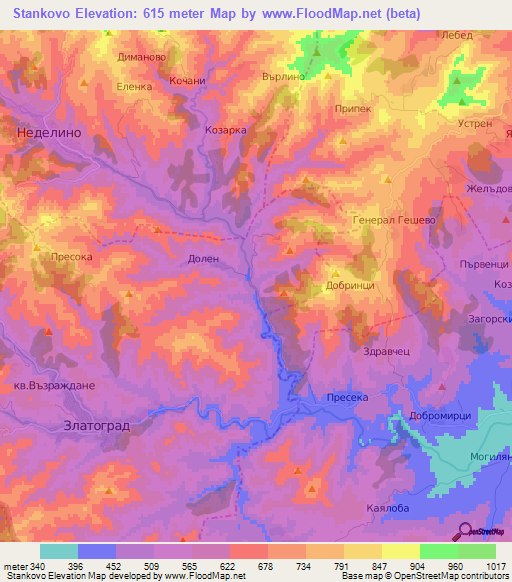 Stankovo,Bulgaria Elevation Map