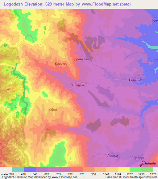 Logodazh,Bulgaria Elevation Map