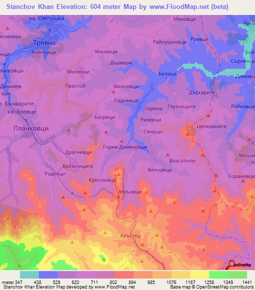 Stanchov Khan,Bulgaria Elevation Map