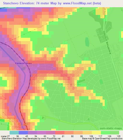 Stanchevo,Bulgaria Elevation Map