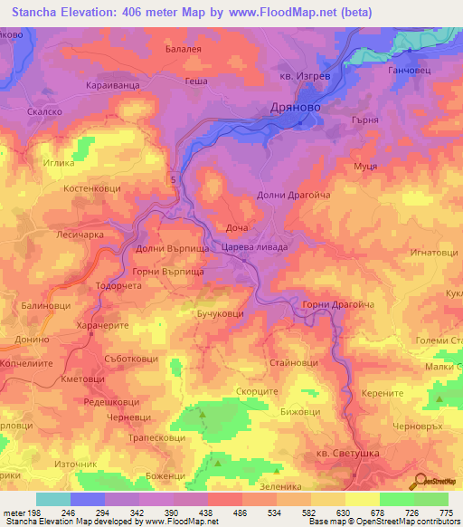 Stancha,Bulgaria Elevation Map