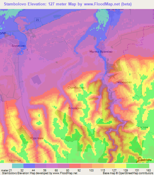 Stambolovo,Bulgaria Elevation Map