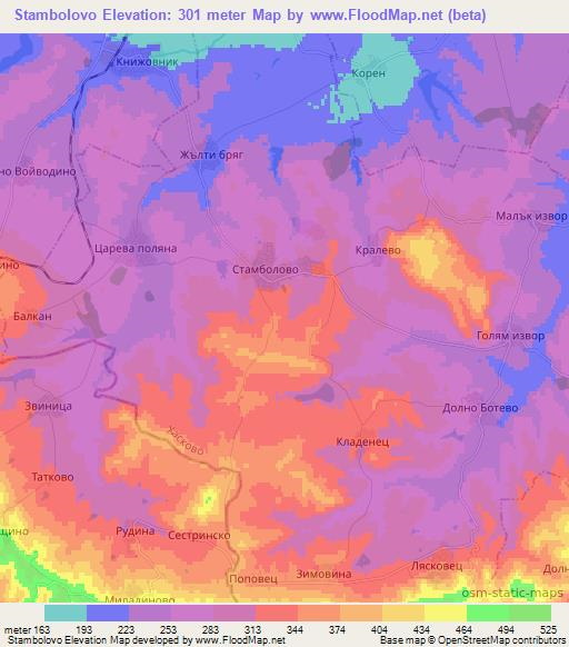Stambolovo,Bulgaria Elevation Map