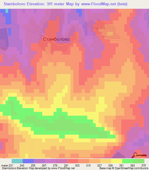 Stambolovo,Bulgaria Elevation Map