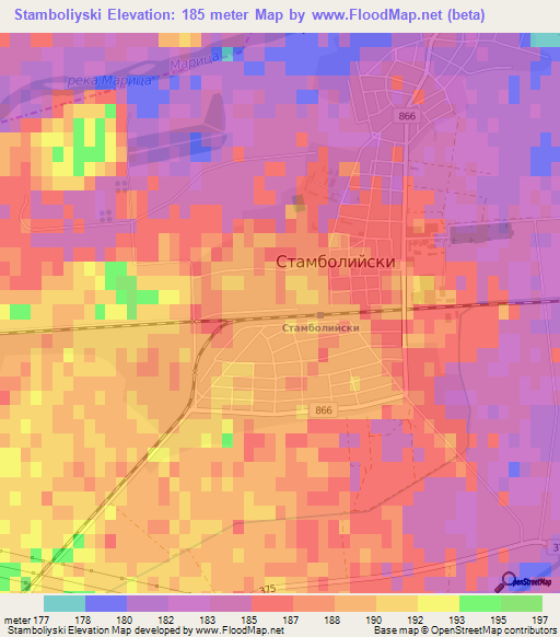 Stamboliyski,Bulgaria Elevation Map