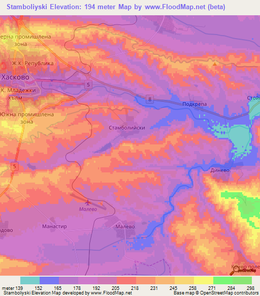 Stamboliyski,Bulgaria Elevation Map