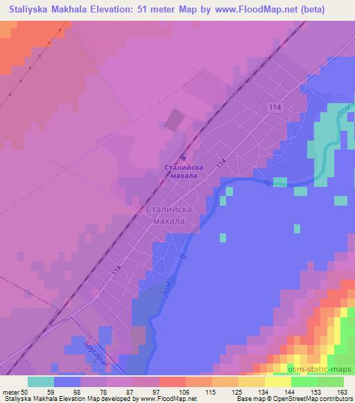 Staliyska Makhala,Bulgaria Elevation Map