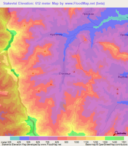 Stakevtsi,Bulgaria Elevation Map