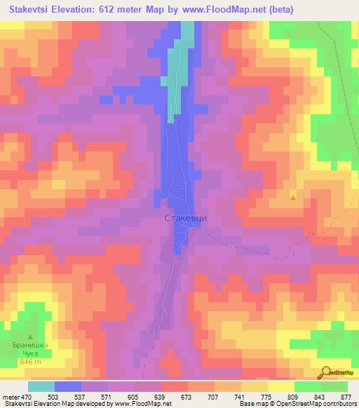 Stakevtsi,Bulgaria Elevation Map