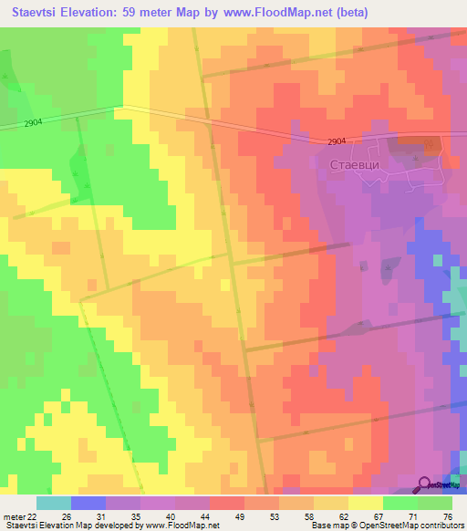 Staevtsi,Bulgaria Elevation Map