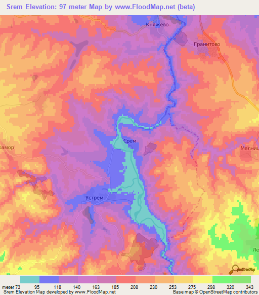 Srem,Bulgaria Elevation Map