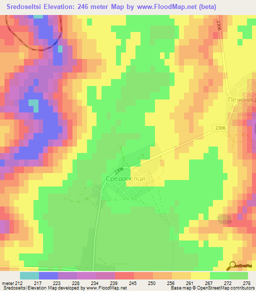 Sredoseltsi,Bulgaria Elevation Map