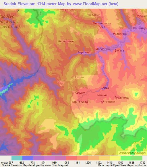 Sredok,Bulgaria Elevation Map