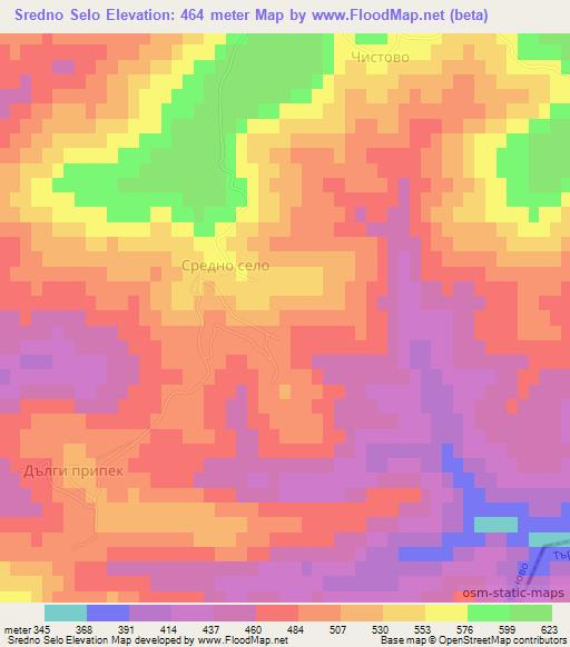Sredno Selo,Bulgaria Elevation Map
