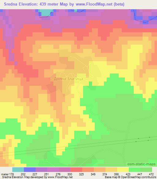 Sredna,Bulgaria Elevation Map