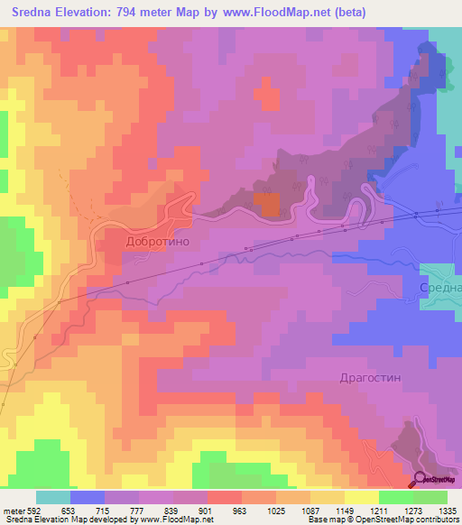 Sredna,Bulgaria Elevation Map