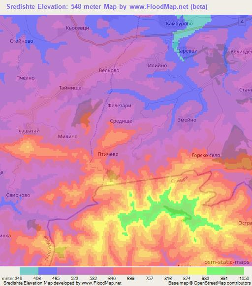 Sredishte,Bulgaria Elevation Map