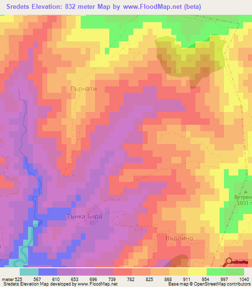 Sredets,Bulgaria Elevation Map