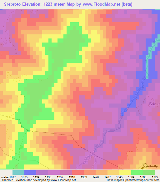 Srebroto,Bulgaria Elevation Map