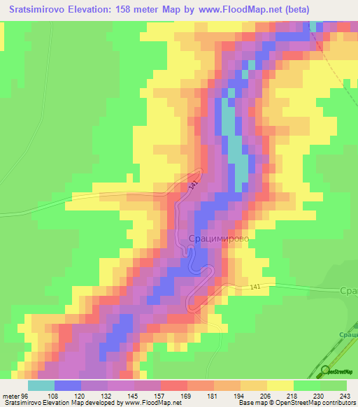 Sratsimirovo,Bulgaria Elevation Map