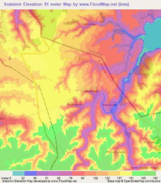 Sratsimir,Bulgaria Elevation Map