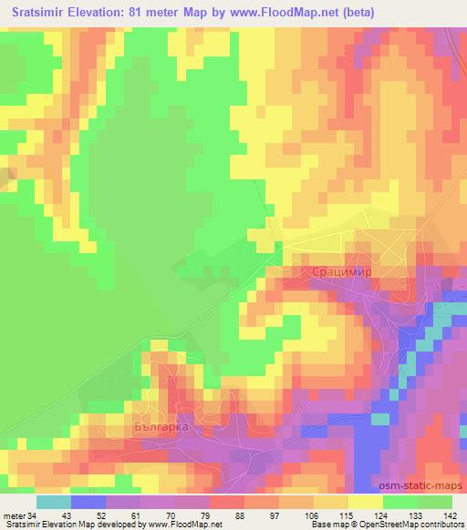 Sratsimir,Bulgaria Elevation Map