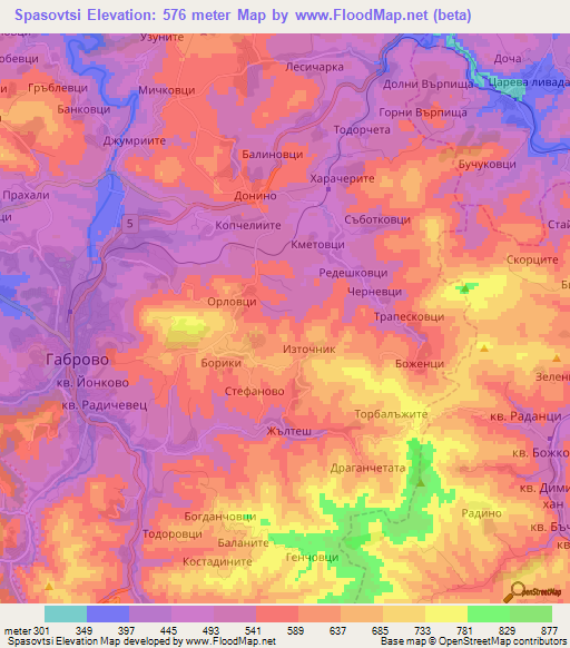 Spasovtsi,Bulgaria Elevation Map