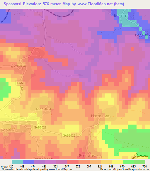 Spasovtsi,Bulgaria Elevation Map