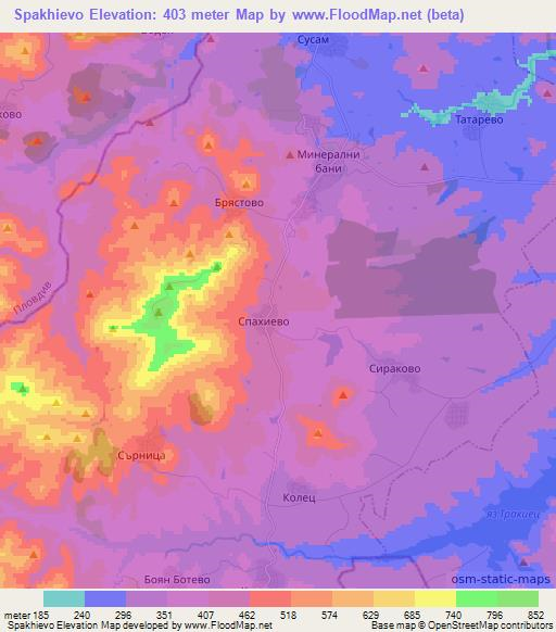 Spakhievo,Bulgaria Elevation Map