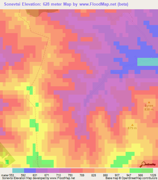 Sonevtsi,Bulgaria Elevation Map