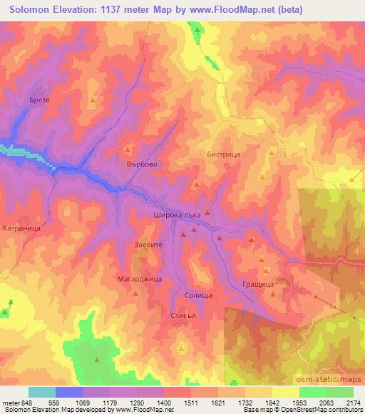 Solomon,Bulgaria Elevation Map