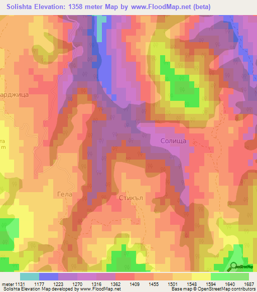 Solishta,Bulgaria Elevation Map