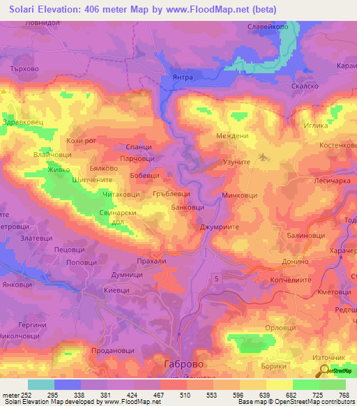 Solari,Bulgaria Elevation Map