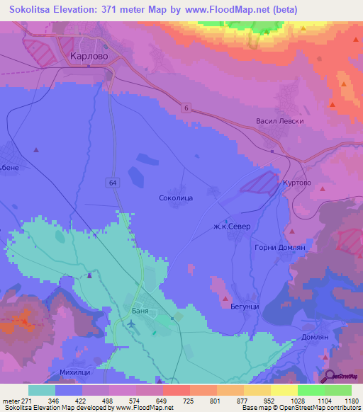Sokolitsa,Bulgaria Elevation Map