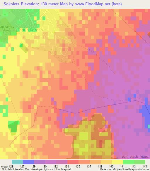 Sokolets,Bulgaria Elevation Map
