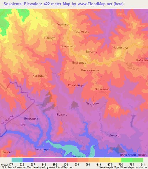 Sokolentsi,Bulgaria Elevation Map