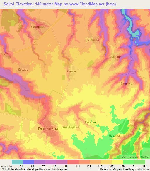 Sokol,Bulgaria Elevation Map